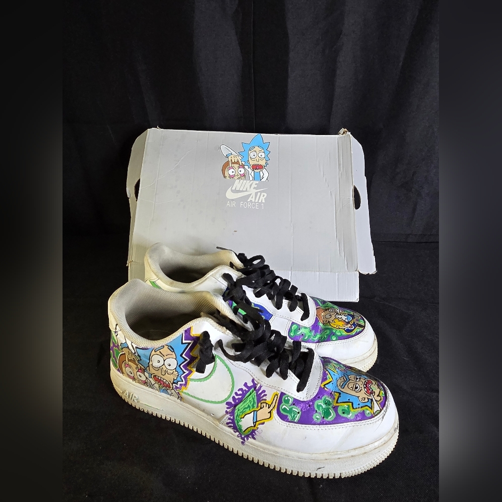 Custom Painted Rick And Morty Nike Air Force 1 Size 11.5
